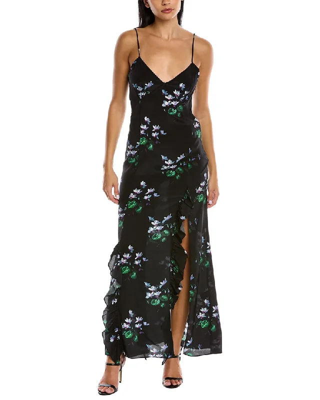 Hurry In Les Reveries Ruffle Cami Silk Maxi Dress