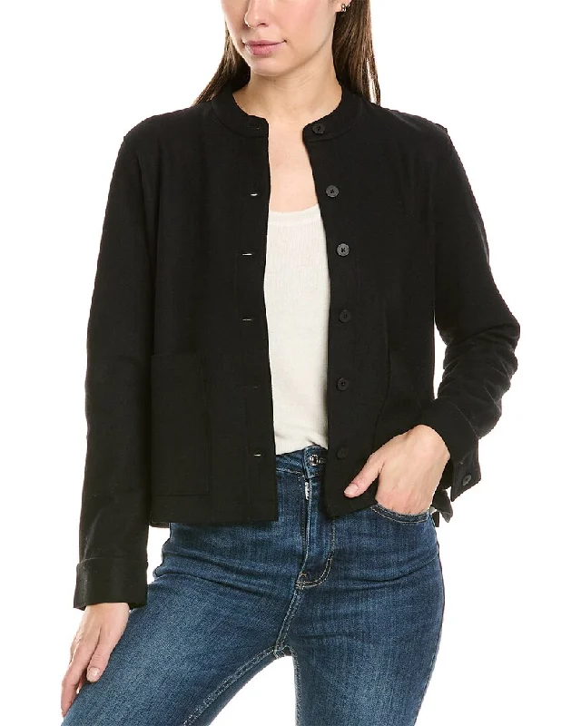 Crazy Savings EILEEN FISHER Petite Mandarin Collar Wool Jacket