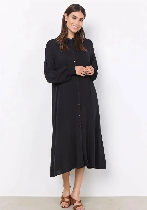 Exclusive Preview Soyaconcept Radia Basic Button Up Midi Shirt Dress, Black