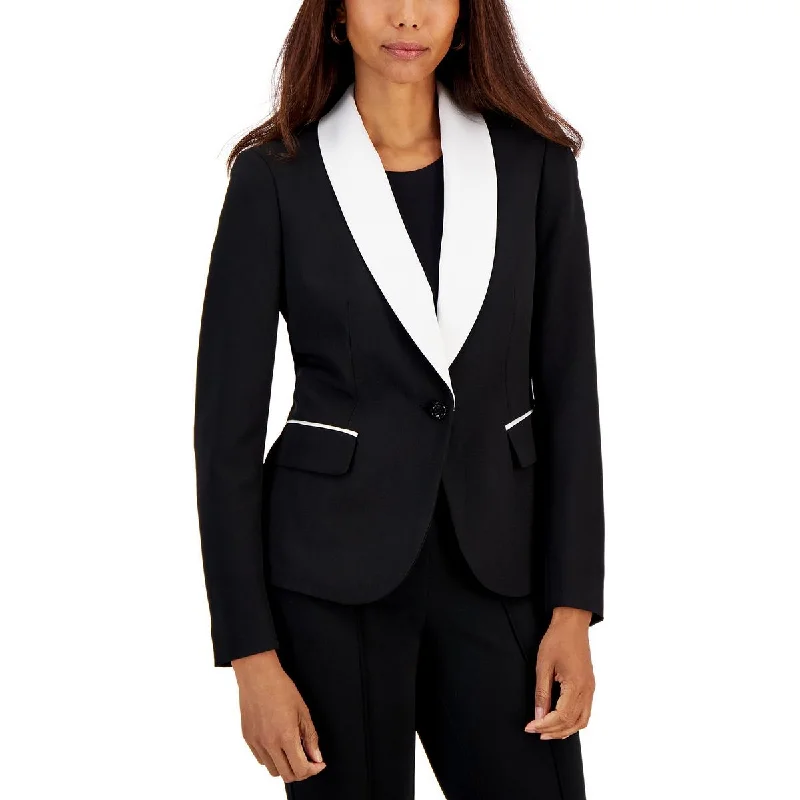Unmissable Offer Petites Womens Contrast Trim Office One-Button Blazer