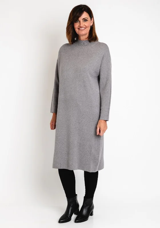 Price Smash Serafina Collection Soft Knit Knee Length Jumper Dress, Grey