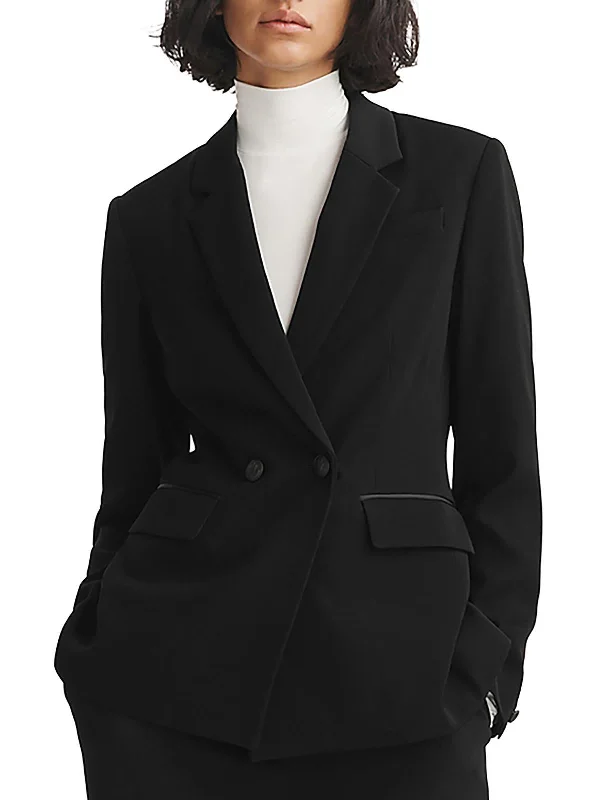 Super Bargain Tessa Womens Solid Crepe One-Button Blazer