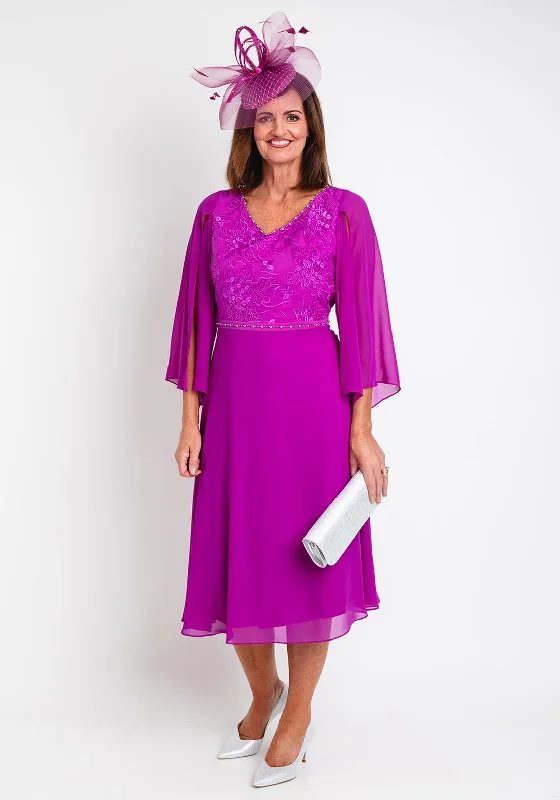 Big Discounts Lizabella Applique Chiffon Midi Dress, Fuchsia