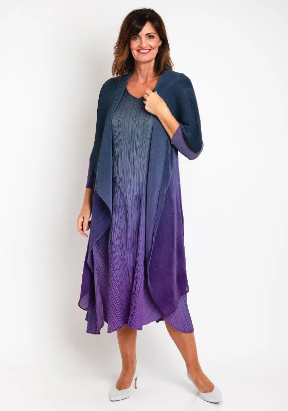 Limited Stock Alquema Long Estrella Dress & Coat Set, Blueberry to Lavender