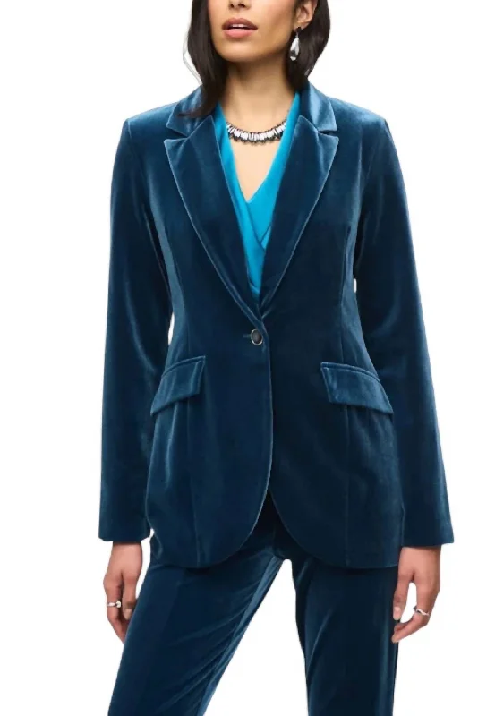 One-DAY Sale Velvet Fitted Blazer In Nightfall