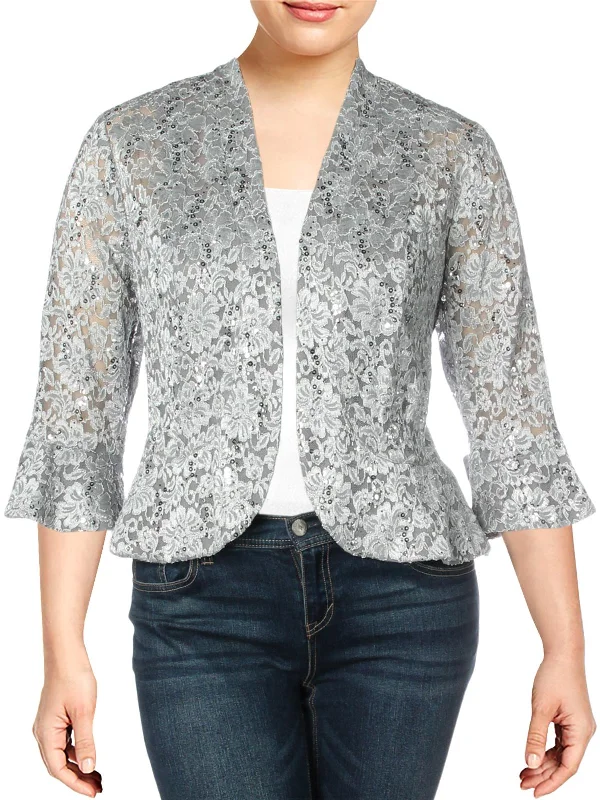 Sale Event Plus Womens Lace Sequined Jacket