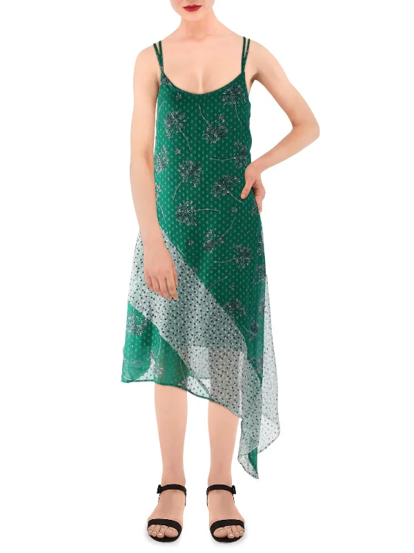 Epic Deals Womens Chiffon Asymmetric Midi Dress