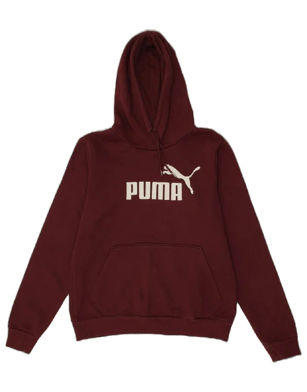 Price Break PUMA Womens Graphic Hoodie Jumper UK 12 Medium Burgundy Polyester