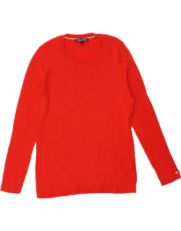 Price Buster TOMMY HILFIGER Womens Boat Neck Jumper Sweater UK 14 Large Red Cotton