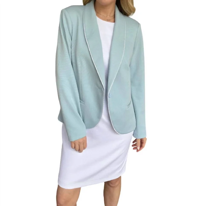 Savings Event Cord Trim Lapel Blazer In Blue