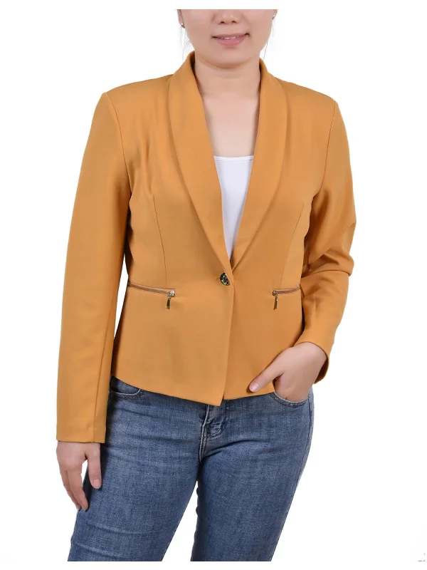 Flash Sale Petites Womens Crepe Business One-Button Blazer