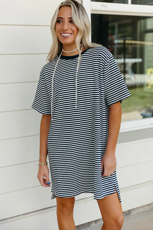 Grand Opening Sale Sienna Stripe Mini Dress - Navy