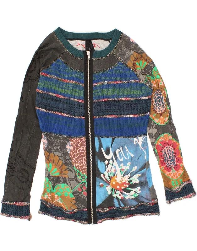 Exclusive Preview DESIGUAL Womens Cardigan Sweater UK 12 Medium Multicoloured Striped Exclusive Preview DESIGUAL Womens Cardigan Sweater UK 12 Medium Multicoloured Striped