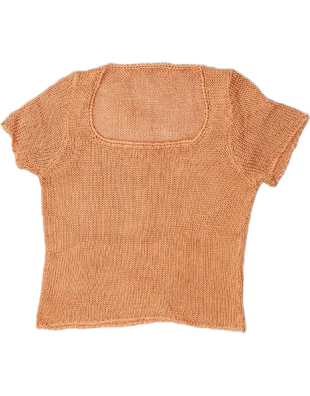 Season Finale Sale VINTAGE Womens Short Sleeve Crew Neck Jumper Sweater UK 12 Medium Orange Season Finale Sale VINTAGE Womens Short Sleeve Crew Neck Jumper Sweater UK 12 Medium Orange