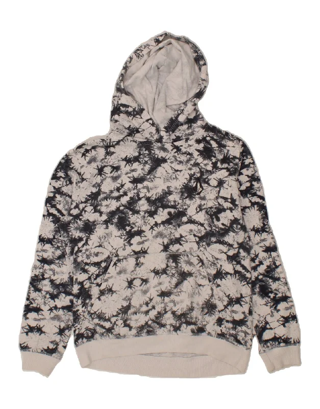Hot Deal VOLCOM Womens Abstract Pattern Hoodie Jumper UK 18 XL Black Cotton