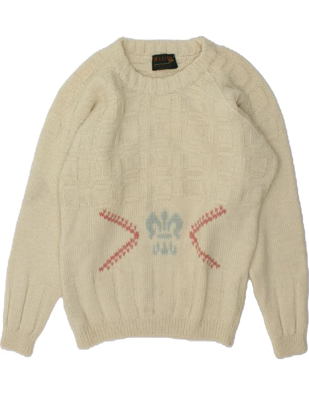 Price Drop VINTAGE Womens Boat Neck Jumper Sweater UK 16 Large Beige