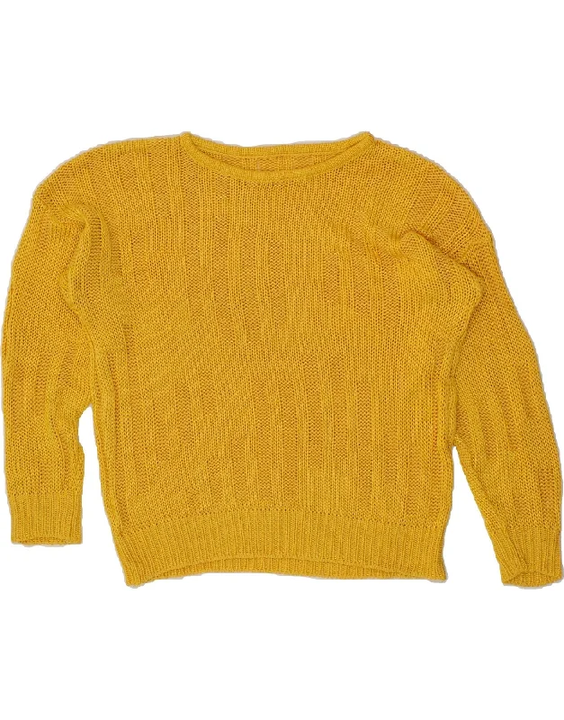 Sale Event VINTAGE Womens Boat Neck Jumper Sweater UK 18 XL Yellow Cotton