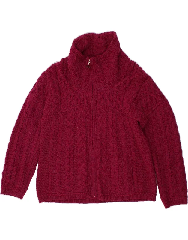 Stock Clearance ARAN CRAFTS Womens Cardigan Sweater UK 18 XL Pink Wool