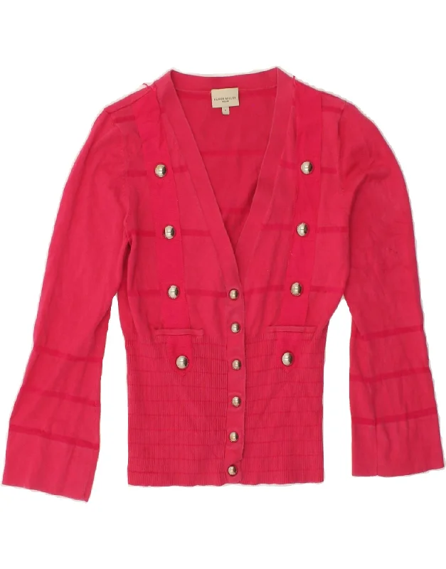 Massive Deals KAREN MILLEN Womens Cardigan Sweater US 3 Small Pink Cotton