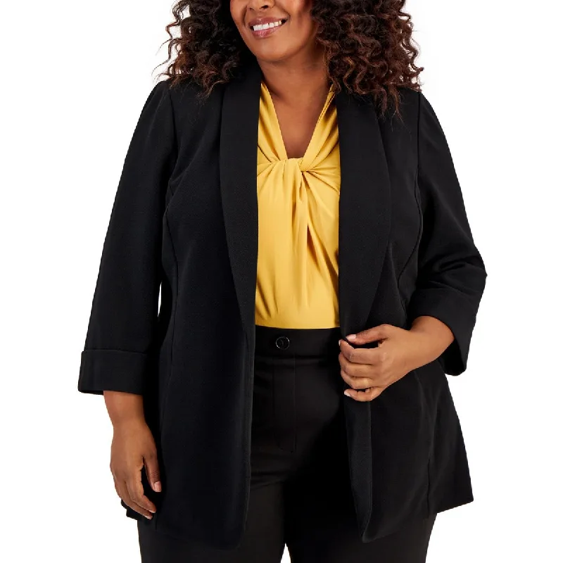 Today’s Deal Plus Womens Solid Office Open-Front Blazer