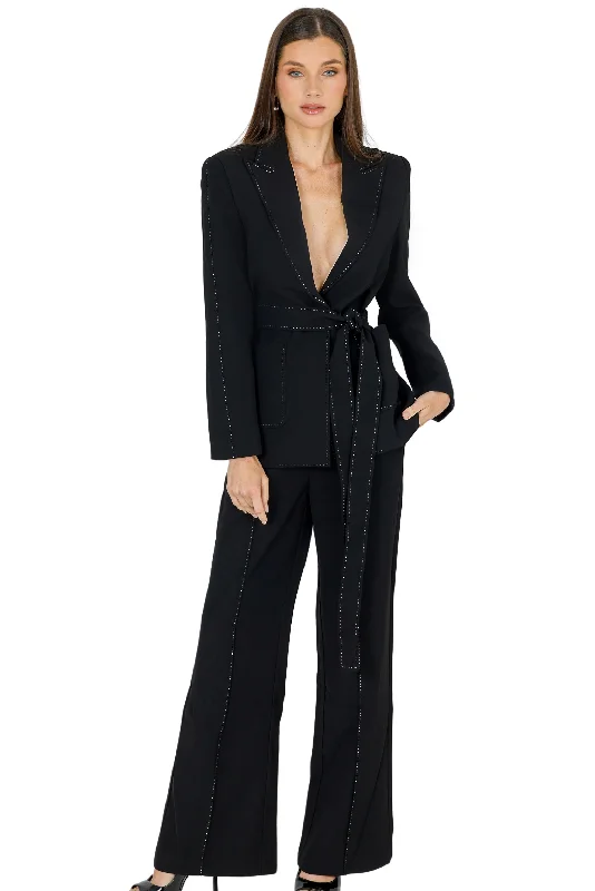 Midnight Madness Yena Blazer with Belt (BLACK)
