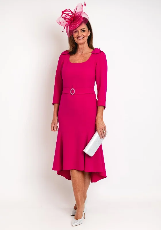 Don’t Miss Out Claudia C Maxima Embellished Belted Wasit Midi Dress, Fuchsia