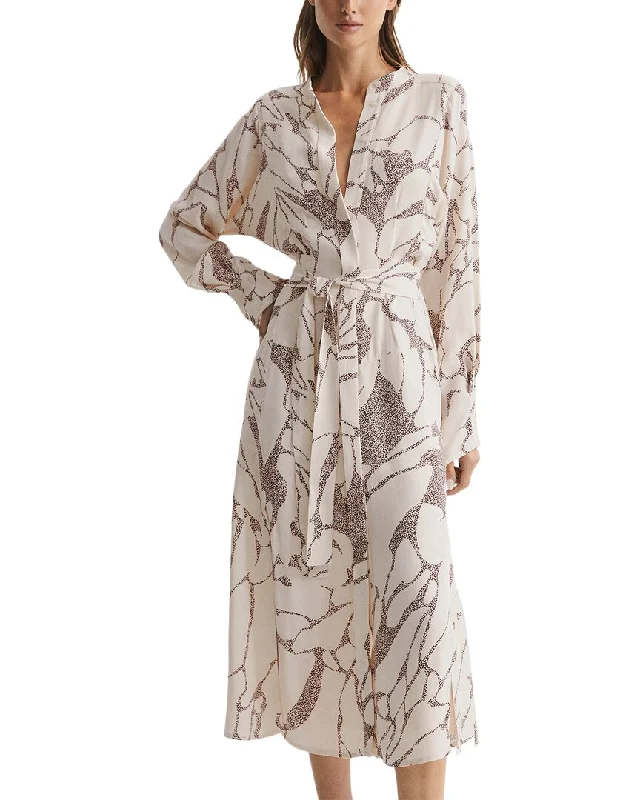 Mega Sale Reiss Darcy Print Belted Midi Shirt Dress