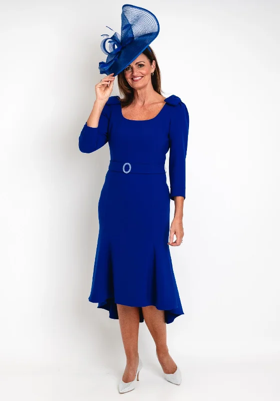 Stock Up and Save Claudia C Maxima Embellished Belted Waist Midi Dress, Royal Blue