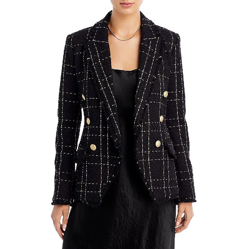 Price Fest Kenzie Womens Tweed Fringe One-Button Blazer
