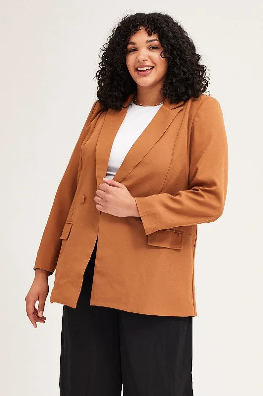 Savings Alert Beige Long Sleeve Double Breasted Blazer
