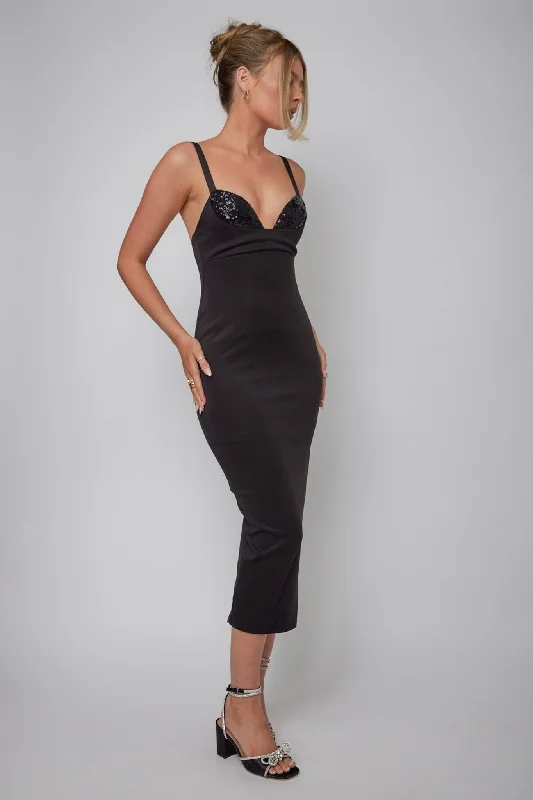 Lowest Price La Bellevilloise Sequin Bust Midi Dress Black