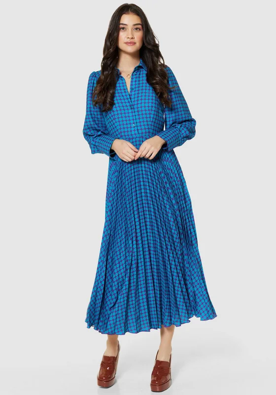 Extra Discounts Closet London Spot Print Pleated A-line Midi Dress, Blue