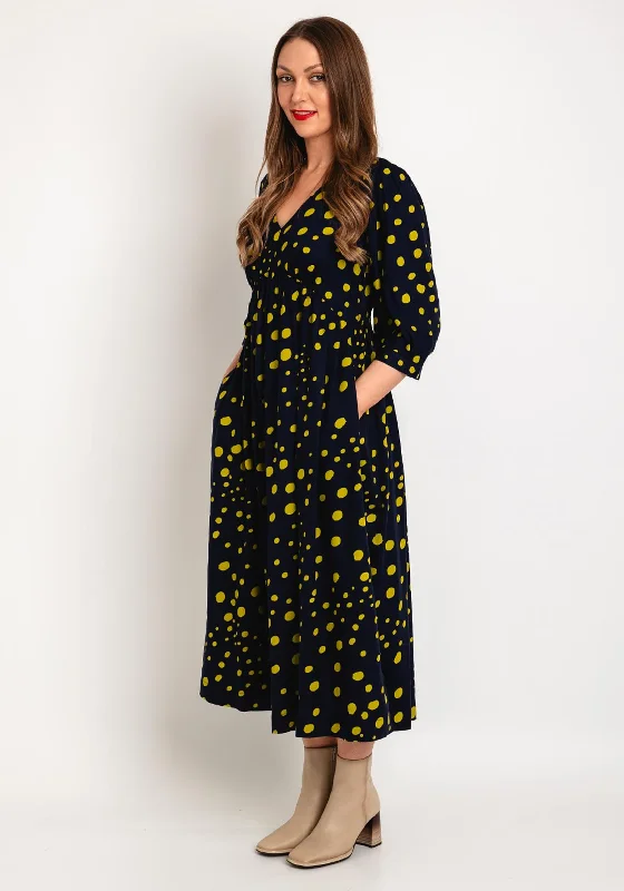 Price Cut White Stuff Lucy Polka Dot A-Line Midi Dress, Navy Multi