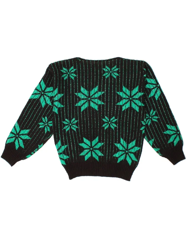 Can't Miss VINTAGE Womens Boat Neck Jumper Sweater UK 12 Medium Green Fair Isle