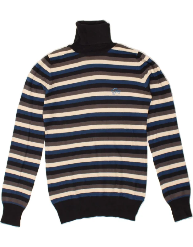 Best Seller GAS Womens Roll Neck Jumper Sweater UK 12 Medium Black Striped Cotton