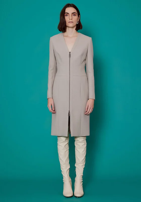 Super Sale Birelin Structured Zip Front Knee Length Dress, Stone