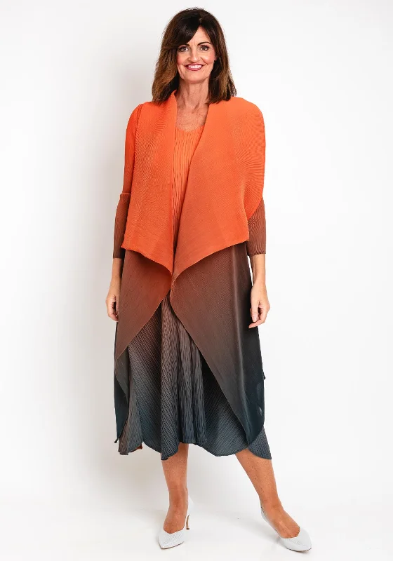 Members Only Alquema Long Estrella Dress & Coat Set, Tangerine to Shadow