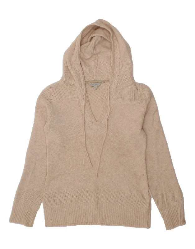 While Supplies Last FAT FACE Womens Hooded V-Neck Jumper Sweater UK 10 Small Beige Wool While Supplies Last FAT FACE Womens Hooded V-Neck Jumper Sweater UK 10 Small Beige Wool