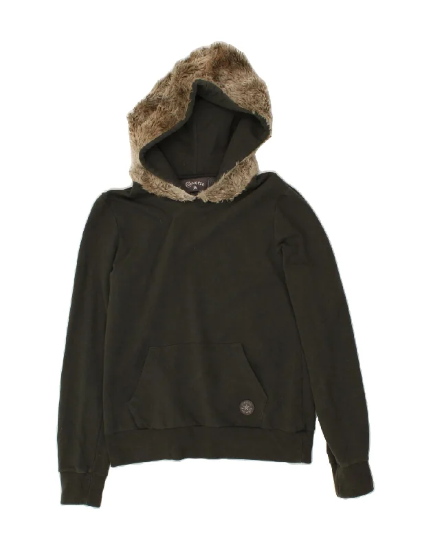Great Deals CONVERSE Womens Hoodie Jumper UK 12 Medium Khaki
