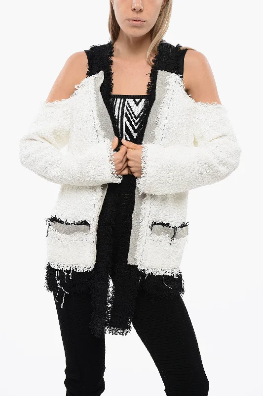 Unbeatable Prices Balmain Tweed Cold-Shoulder Blazer With Contrasting Hems