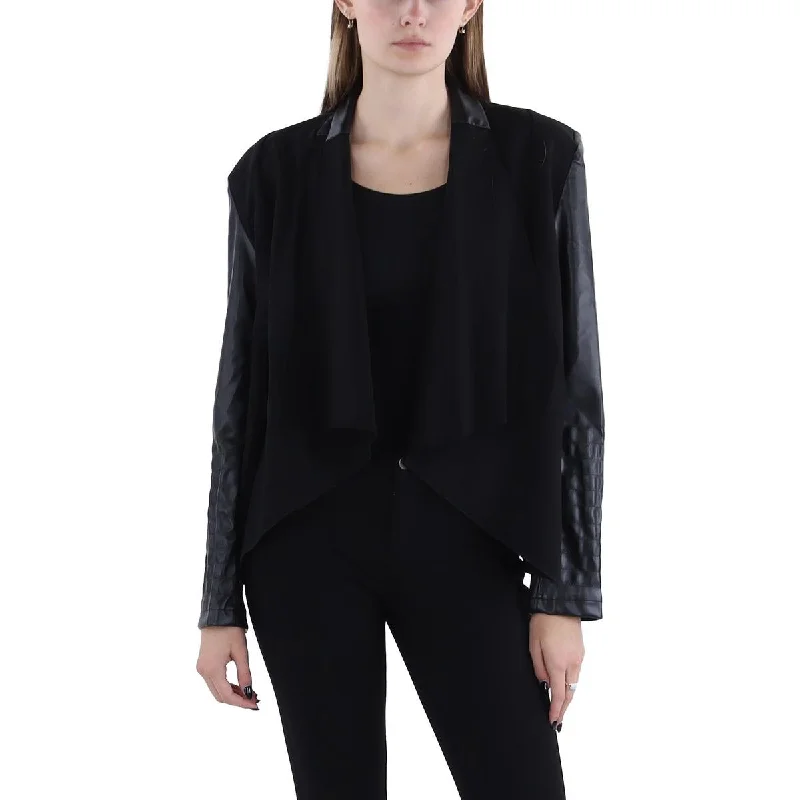 Exclusive Online Offer Womens Faux Leather Dressy Open-Front Blazer