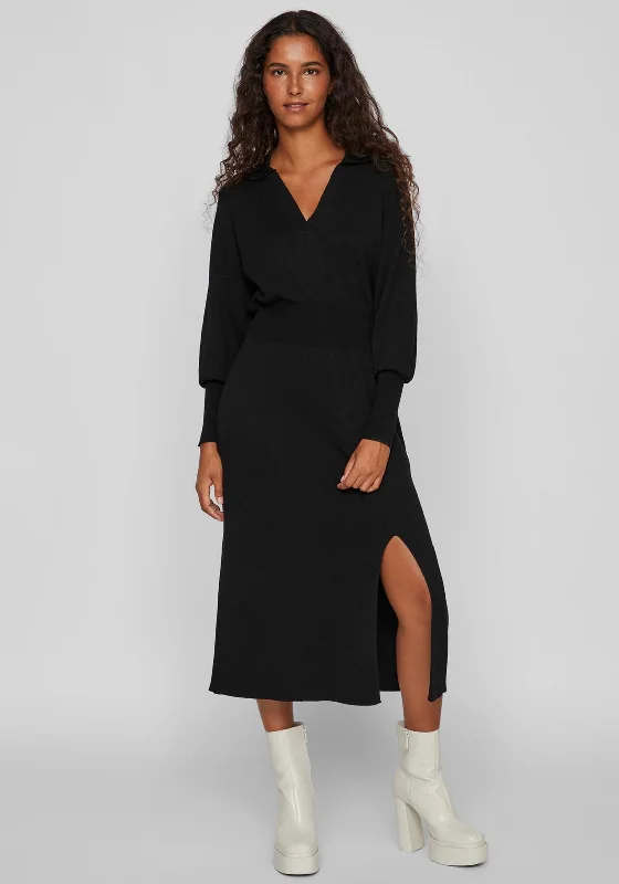 The Best Prices Vila Marla Fine Knit Midi Jumper Dress, Black