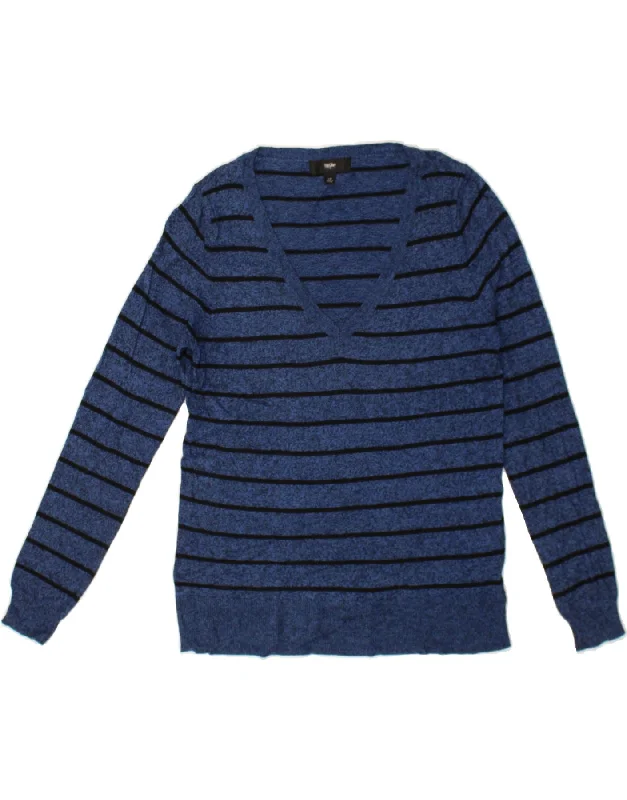 Early Bird Discount MOSSIMO Womens V-Neck Jumper Sweater UK 14 Large Navy Blue Striped Nylon Early Bird Discount MOSSIMO Womens V-Neck Jumper Sweater UK 14 Large Navy Blue Striped Nylon
