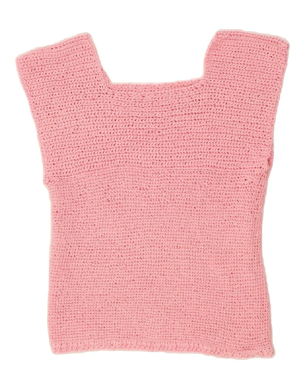 Bargain Prices VINTAGE Womens Crop Vest Tank Top UK 8 Small Pink