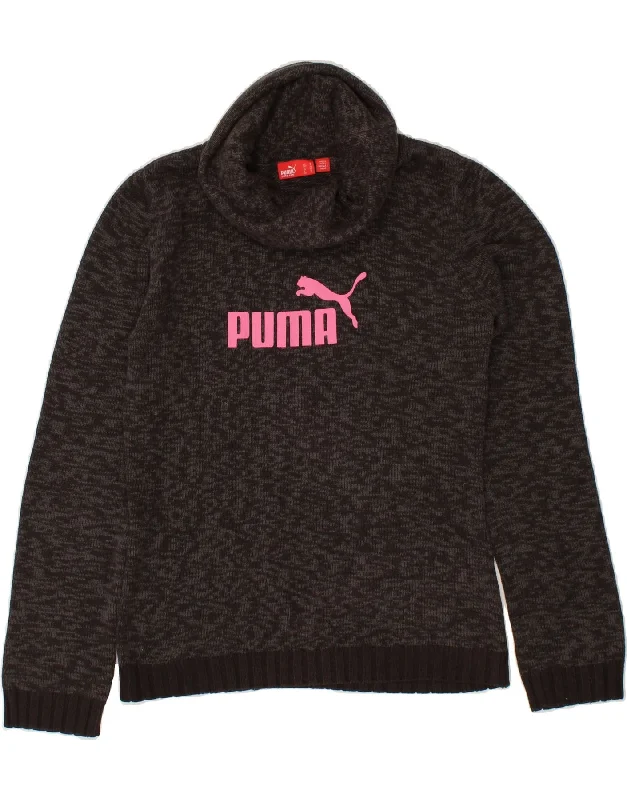 Don't Miss PUMA Womens Graphic Roll Neck Jumper Sweater UK 10 Small Grey Flecked
