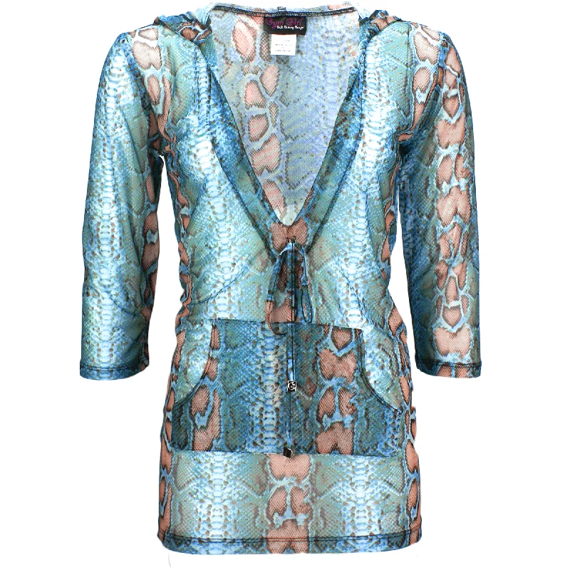Super Sale Mesh Hoodie 2.0 in Turquoise Snake