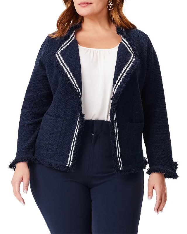 Savings Bonanza NIC+ZOE Plus Ribbon Trim Fringe Mix Knit Jacket