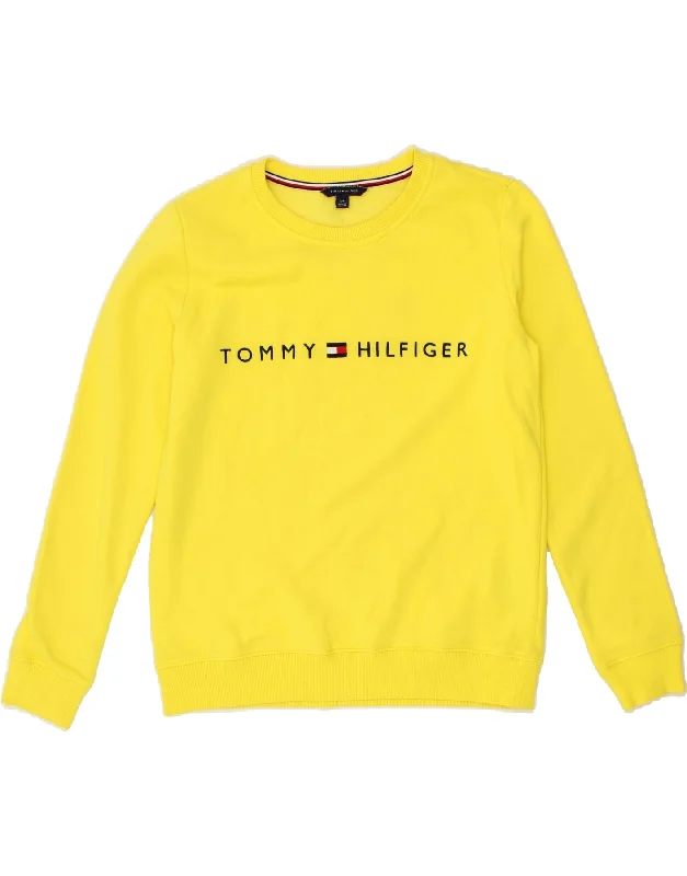 Buy More, Save More TOMMY HILFIGER Womens Graphic Sweatshirt Jumper UK 10 Small Yellow Cotton Buy More, Save More TOMMY HILFIGER Womens Graphic Sweatshirt Jumper UK 10 Small Yellow Cotton