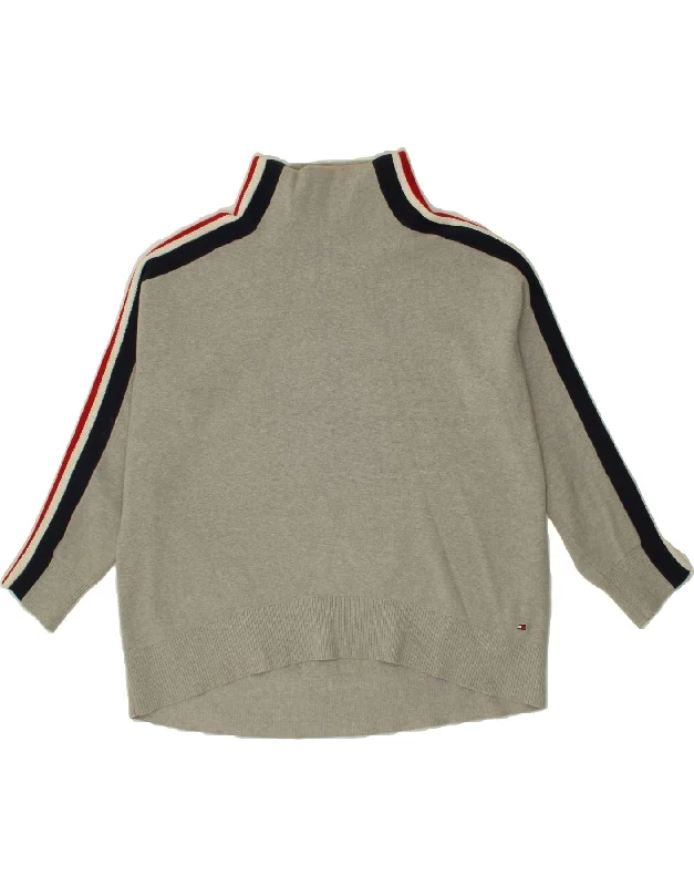 Price Fest TOMMY HILFIGER Womens Oversized Turtle Neck Jumper Sweater UK 18 XL Grey