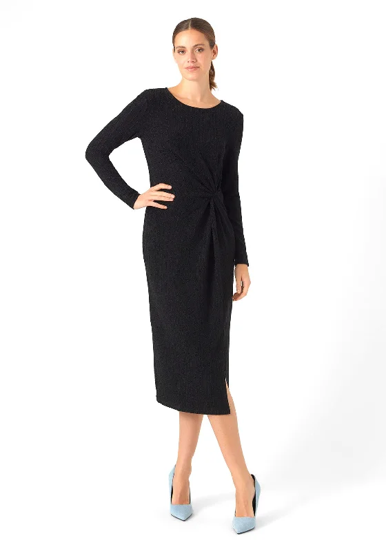 Unbeatable Prices Vero Moda Kanz Glitter Midi Length Dress, Black